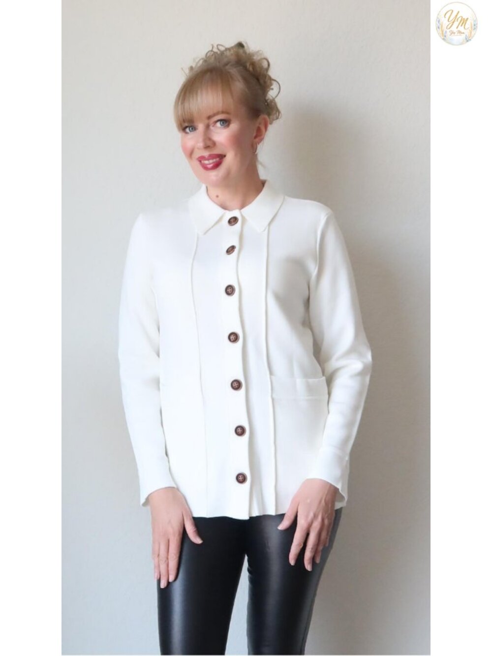 Women's Button Cardigan Knit Sweater Open Front Long Sleeve with Pockets - Picture 5 of 6